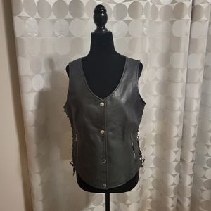 Black Leather Riding Vest